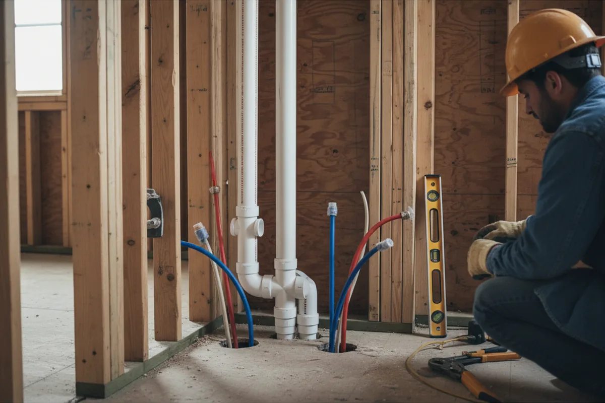 Drain and supply rough-in during Sump Pump Repair in Rifton